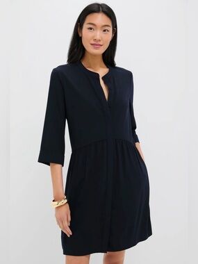Tuckernuck Black Stretch Crepe Royal Shirt Dress XXL